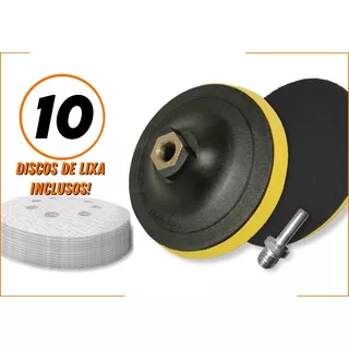 Kit Base Disco De Lixa E 10 Un De Lixa Ferro Grãos Variados