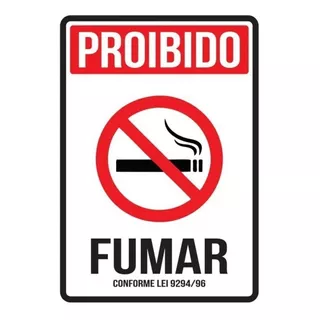 05 Placa De Sinalização Sinalizando Proibido Fumar 20x30