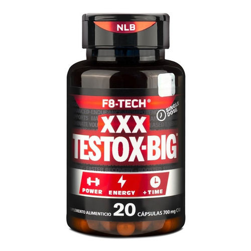 Testox-big Xxx, F8-Tech, 20 Cápsulas Vigorizante Blinlab 700mg, Sin Sabor
