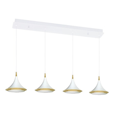 Colgante 4 Luces Led Menfis Blanco Interior Dorado Deco