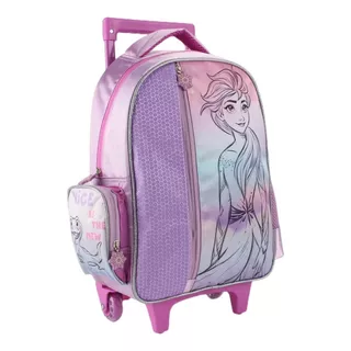 Mochila Frozen Lentejuelas Con Ruedas Disney Niñas Color Lila