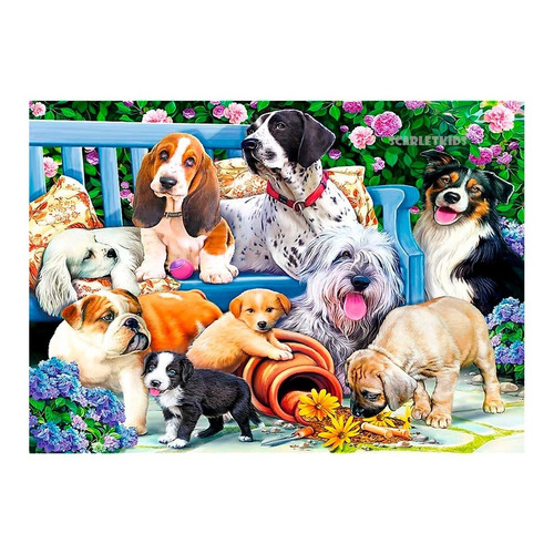 Puzzle Rompecabezas 1000 Piezas Trefl Perros En El Jardin Sk