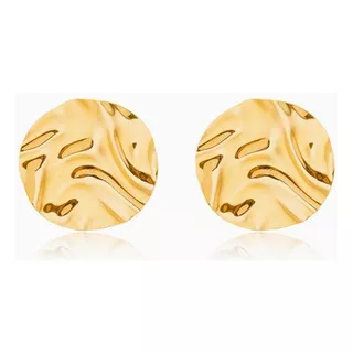 Brinco Design Martelado Amassado Banhado A Ouro 18k Semijoia