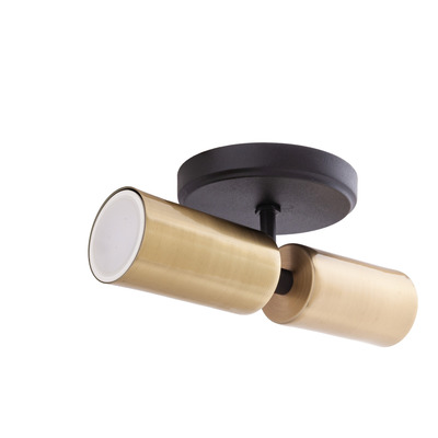 Aplique 2 Luces Negro Dorado Zunko Fijo Apto Led 