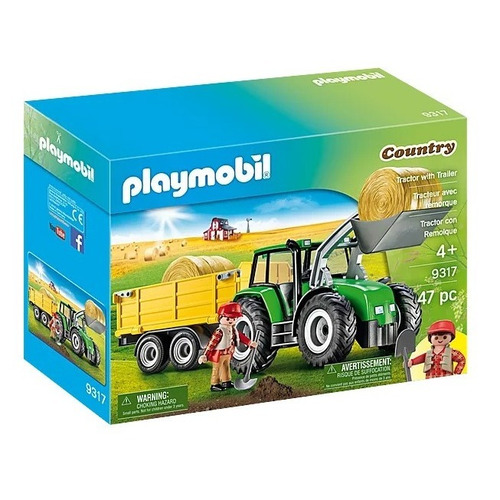 Figura Armable Playmobil Country Tractor Con Trailer 47 Pzas