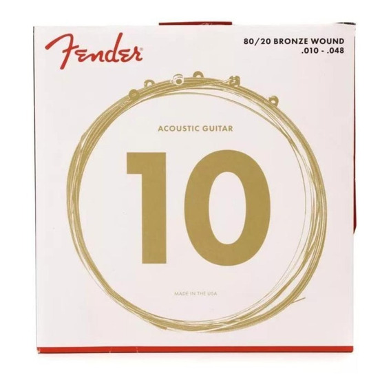 Cuerdas Para Guitarra Fender 70xl 80/20 De Bronce .010-.048