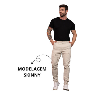 Calça Sarja Skinny Masculina Em Alfaiataria Premium Lycra