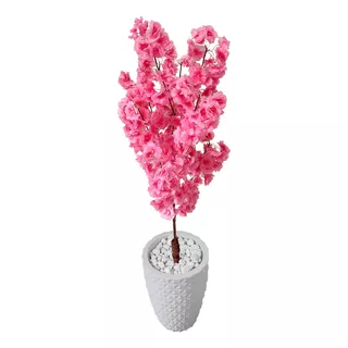 Flor Cerejeira Artificial Pink Japonesa Grande Com Vaso 