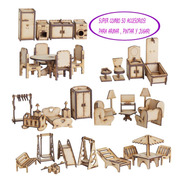 Set De Muebles Para Muñecas Lolis - 50 Piezas Fibrofácil Lol