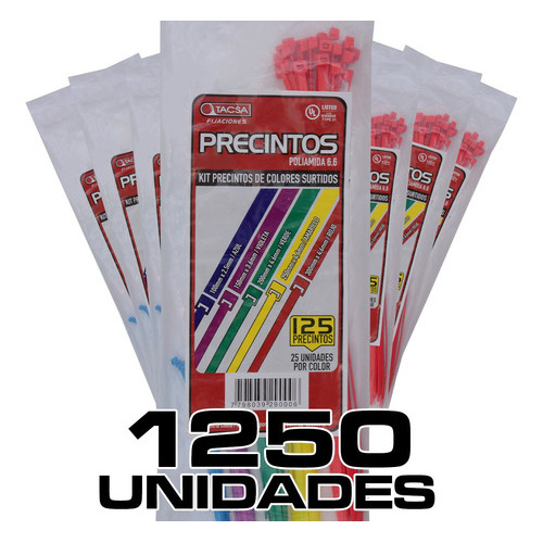 Precintos Tacsa Kit Medidas/colores Surtidos X 1250 Unidades Color Surtidos