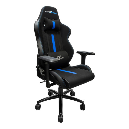 Silla de escritorio Game Factor CGC601 gamer ergonómica  negra y azul con tapizado de tela