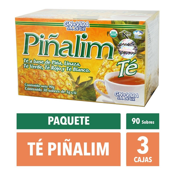 (3 Piezas) Té Pinalim (30 Sobres) Gn+vida