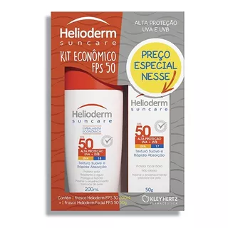 Kit Helioderm Protetor Solar Fps50 200ml + Facial Fps 50 50g