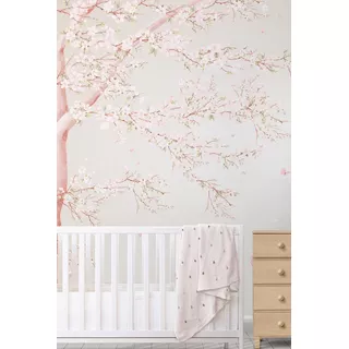 Papel De Parede Árvore Rosa Menina Quarto De Bebê 6m² Vr511