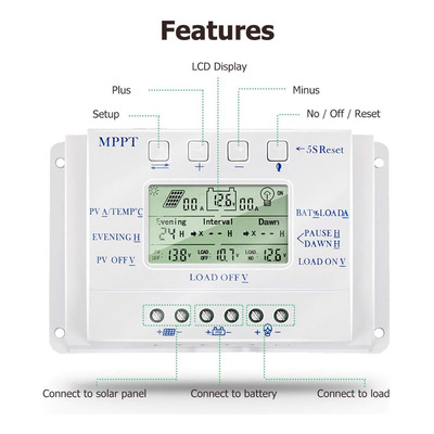 Controlador De Carga Solar De 12 V 24 V Para Entrada Máxima 