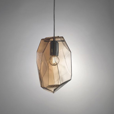 Lampara Colgante Diaf Vidrio Ambar Vintage Apto Led Lk Ámbar