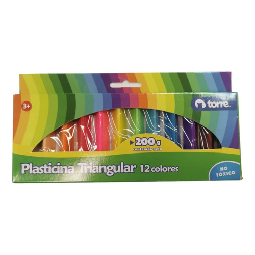 Plasticina Triangular 12 Colores Torre 200g Color Variedad