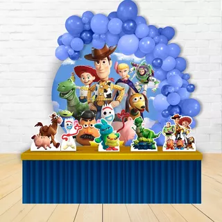 Painel Redondo Circular Decoração Toy Story 4 + Displays Cor Colorido