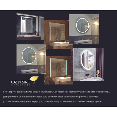 Aplique Espejo Luz Led Tactil Ovalado Horizontal Baño N10