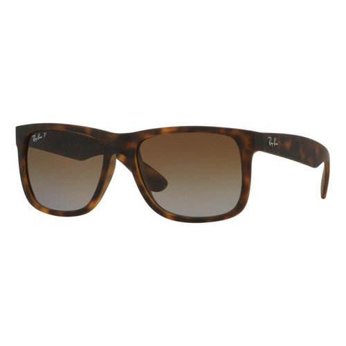 Gafas de sol polarizados Ray-Ban Justin Classic Rb4165l Standard con marco de nailon color matte havana, lente brown de policarbonato degradada, varilla tortoise de nailon - RB4165