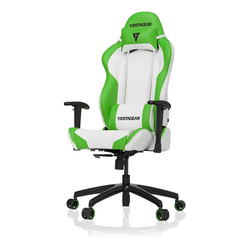 Silla de escritorio Vertagear SL2000 VG-SL2000 gamer ergonómica  blanca y verde con tapizado de cuero sintético