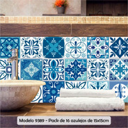 Vinilo Decorativo Hogar Azulejos Adhesivos Azul Cocina M9389