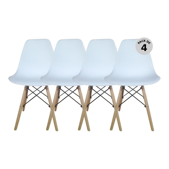 Silla Eames X4 Unidades - Blancas O Negras - Begônia Color de la estructura de la silla Blanco