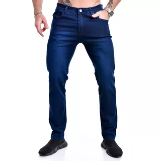 Pantalon Jeans Semi Chupin Azul Oscuro Calidad Premium