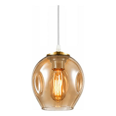 Colgante 3 Luces Ástrid Ambar Base Redonda 30cm Apto Led E27 Ámbar