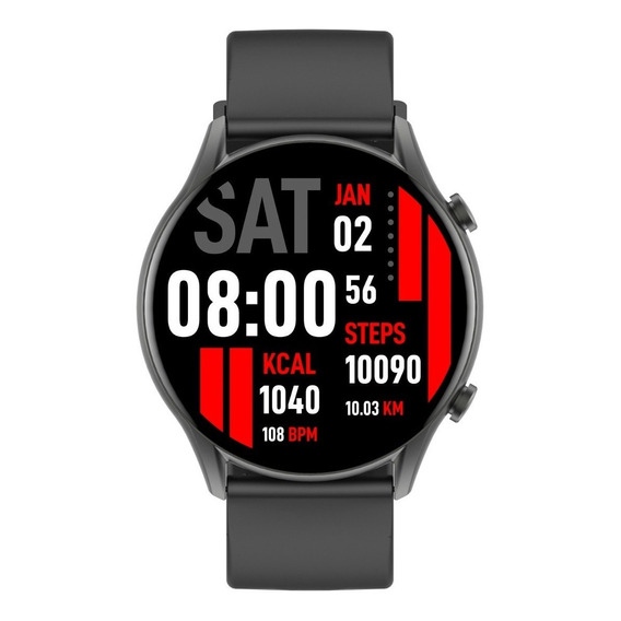 Smartwatch Kieslect Kr 1.32" caja 45.7mm de  metal  negra, malla  negra de  silicona
