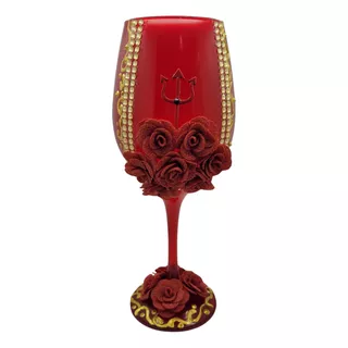 Taça Luxo Altar Pomba Gira Rosas Vermelhas  490ml Em Vidro