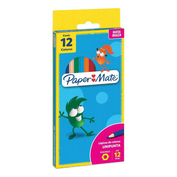 Lapices De Color Largos Hexagonal Paper Mate Estuche X12