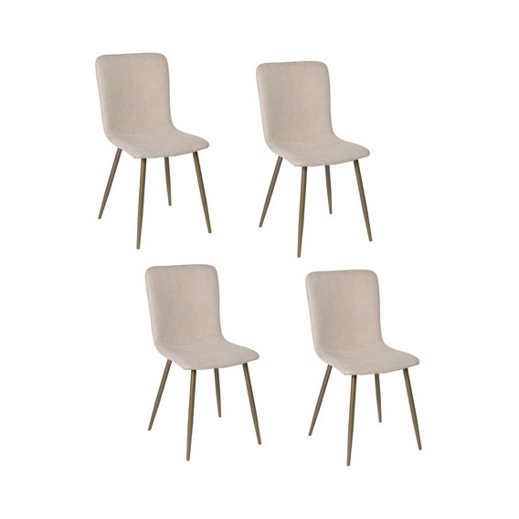 Homemake Furniture Juego De 4 Sillas De Comedor Beige Color de la estructura de la silla Dorado