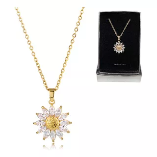 Collar Girasol Baño Oro 18k + Estuche De Regalo