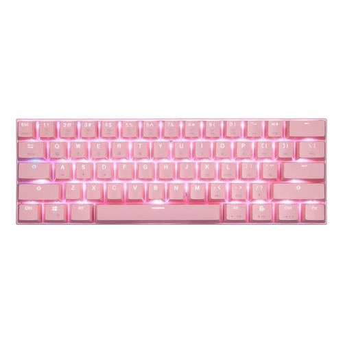 Teclado gamer bluetooth Motospeed CK62 QWERTY Outemu Blue inglés US color rosa con luz RGB