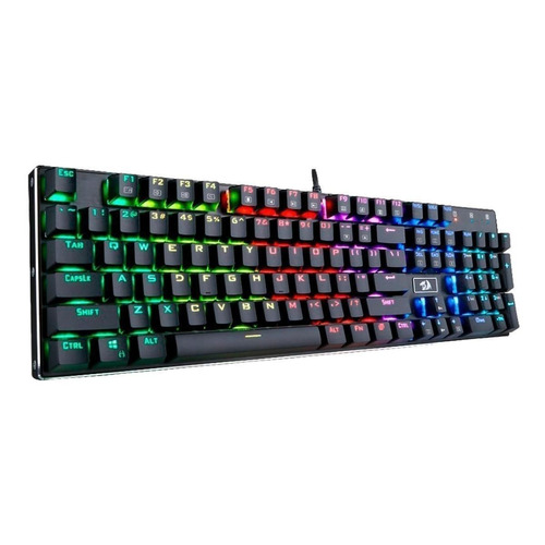 Teclado gamer Redragon Devarajas K556 QWERTY Outemu Brown inglés US color negro con luz RGB