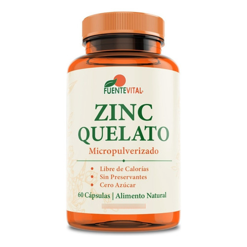 Zinc Quelato Micropulverizado 60 Cápsulas - Fuente Vital