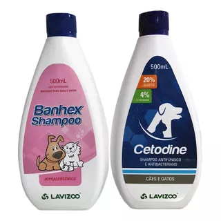 Kit Cetodine 500ml + Shampoo Pet Hipoalergenico Cães E Gatos Fragrância Melancia