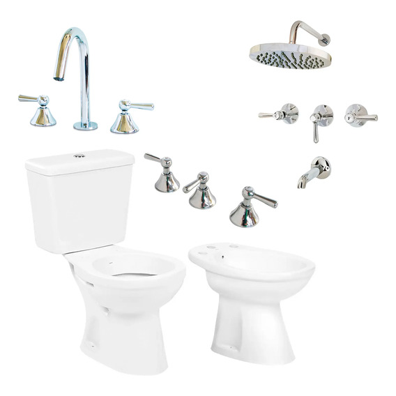 Inodoro Con Mochila Bidet Griferia Completo Aqualaf Itati