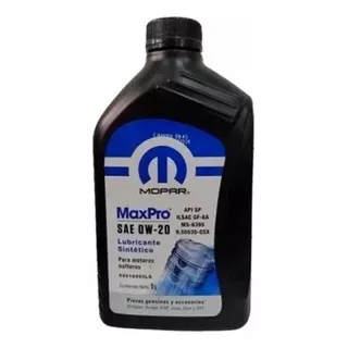 Aceite Sintético Mopar Maxpro 0w20 X 1 Litro