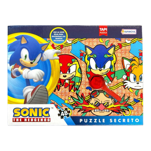Puzzle Rompecabezas Con Lupa 48 Pzs Sonic