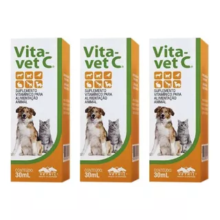 Combo 3 Unidades Vitavet C Suplemento Vitamínico - 30 Ml