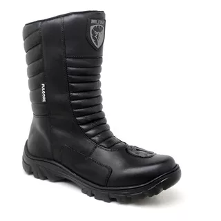 Bota Militar Motociclista Coturno Em Couro Semi Impermeável