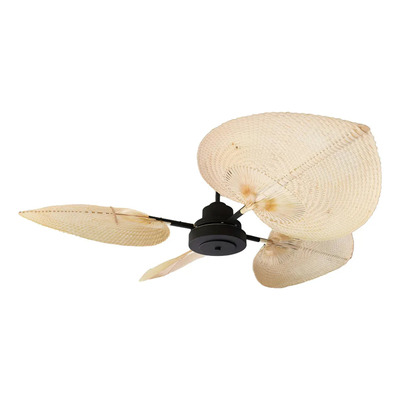 Ventilador De Techo Verona Negro Con Palas De Rattán Natural 1.3 Cm 50 Hz Negro Roble Rattan 4