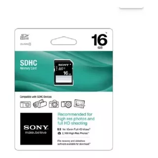 Cartão De Memoria 16gb Sdhc Sony Embalagem Lacrada (blister)