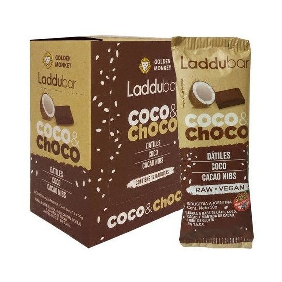 Barra Coco&choco Dátiles Chocolate Y Cacao Laddubar 30g 12 U