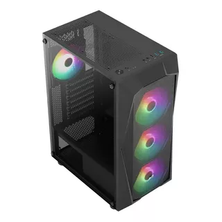 Chasis Caja Gamer Aerocool Falcon Rgb Vidrio 4 Fans Argb Color Negro