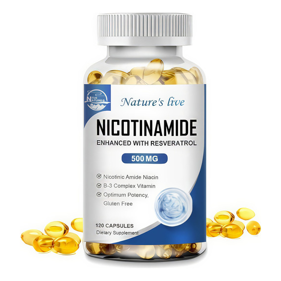 Nicotinamida 500mg + Resveratrol 120 Cápsulas Blandas