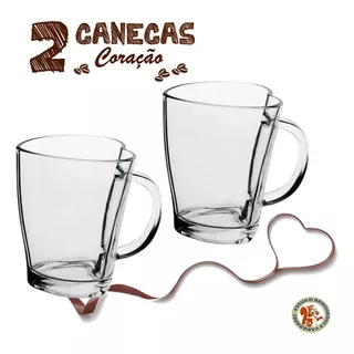 Caneca Coração 240 Ml Vidro Xícara Heart