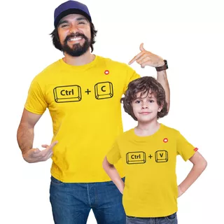 Kit Tal Pai Filho Body Camiseta Ctrl C Ctrl V Control 
